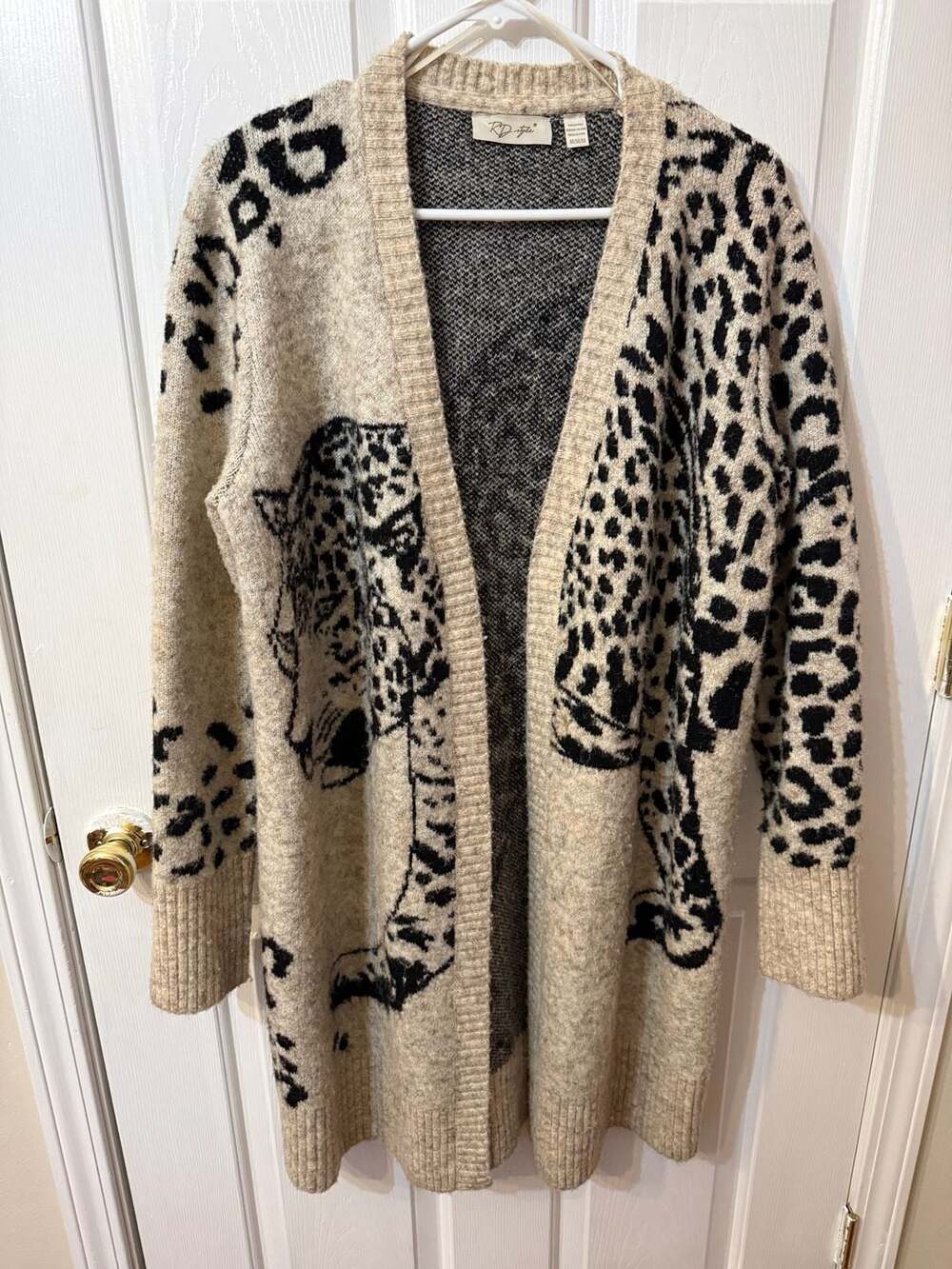 RD Style Open Front Leopard Cardigan Sweater